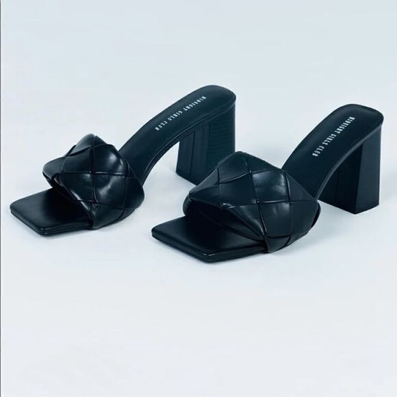 Princess Polly by Midnight Girls Club THE BISOU WOVEN SQUARE TOE HEELS BLACK - Picture 11 of 11